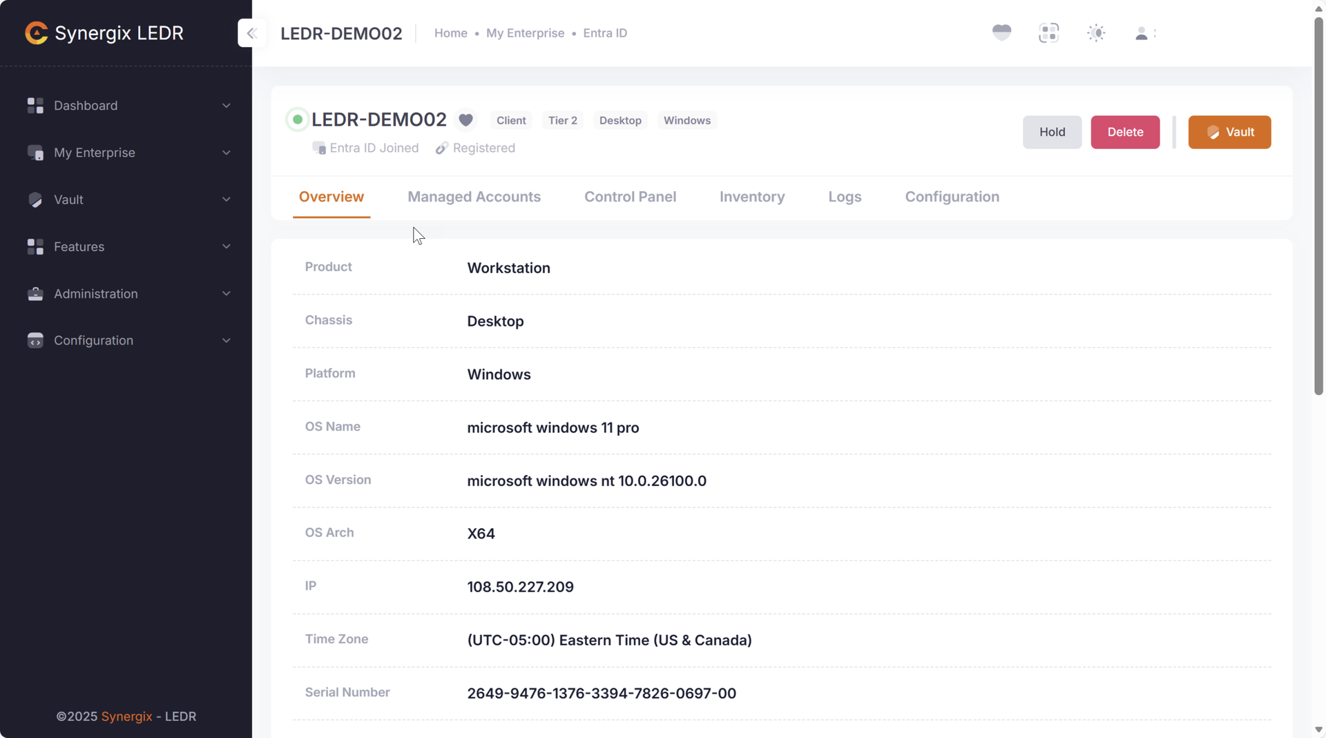 SYNERGIX LEDR Entra ID Device Overview